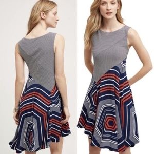 Anthropologie Maeve I Stripe Geometric Dress